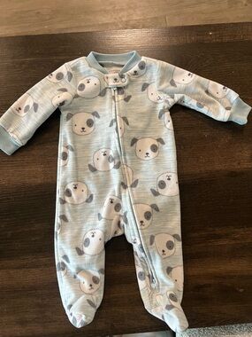 Simple Joys by Carter's Light Blue Puppy Print Footed One-Piece